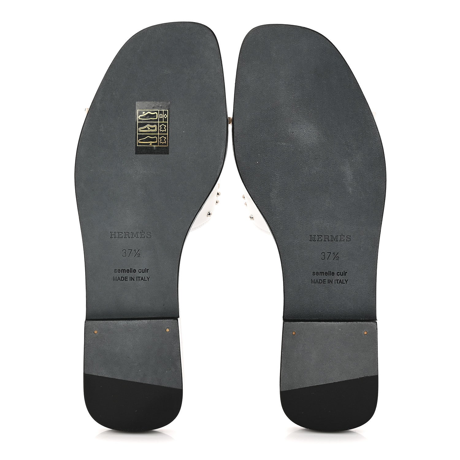 Hermes Calfskin Studded Oran Sandals 37.5 White 6 of 10