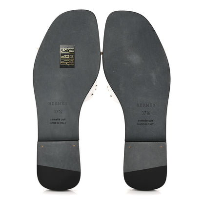 Hermes Calfskin Studded Oran Sandals 37.5 White 6 of 10