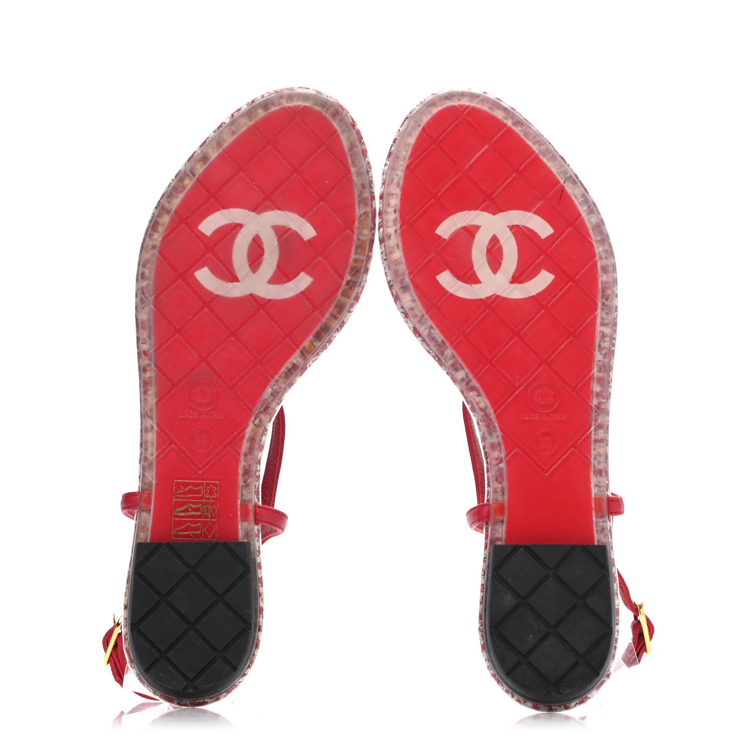 Chanel PVC Tweed CC Thong Sandals 39 Red 4 of 4