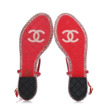 Chanel PVC Tweed CC Thong Sandals 39 Red 4 of 4