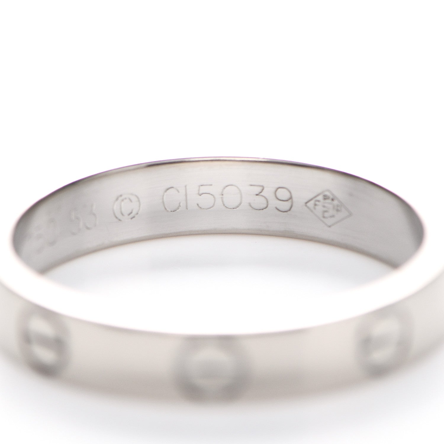 Cartier 18K White Gold 3.5mm LOVE Wedding Band Ring 53 6.5 5 of 6