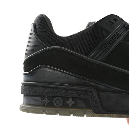 Louis Vuitton Calfskin Suede Mens LV Trainer Sneakers 9.5 Black 9 of 10
