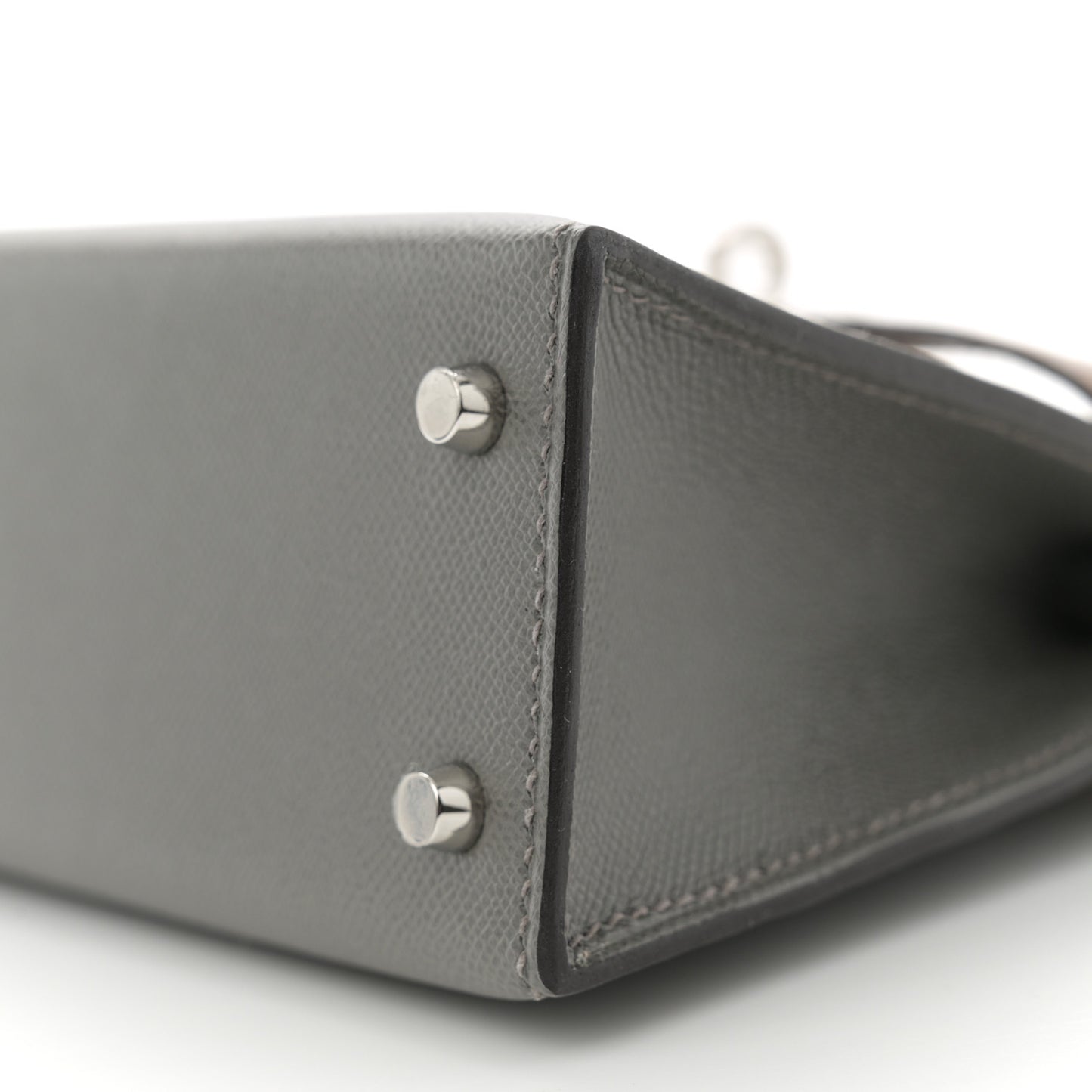 Madame Calfskin Shiny Alligator Mini Kelly Sellier Touch 20 Gris Meyer Ficelle