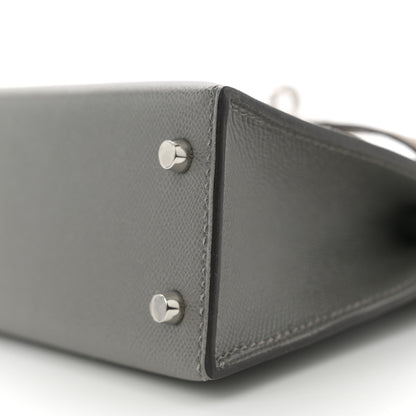 Hermes Madame Calfskin Shiny Alligator Mini Kelly Sellier Touch 20 Gris Meyer Ficelle 10 of 11