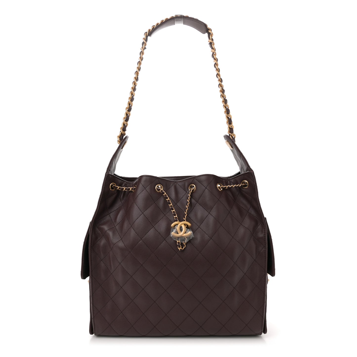 Caviar Quilted Medium Chanel 25 Handbag Dark Brown