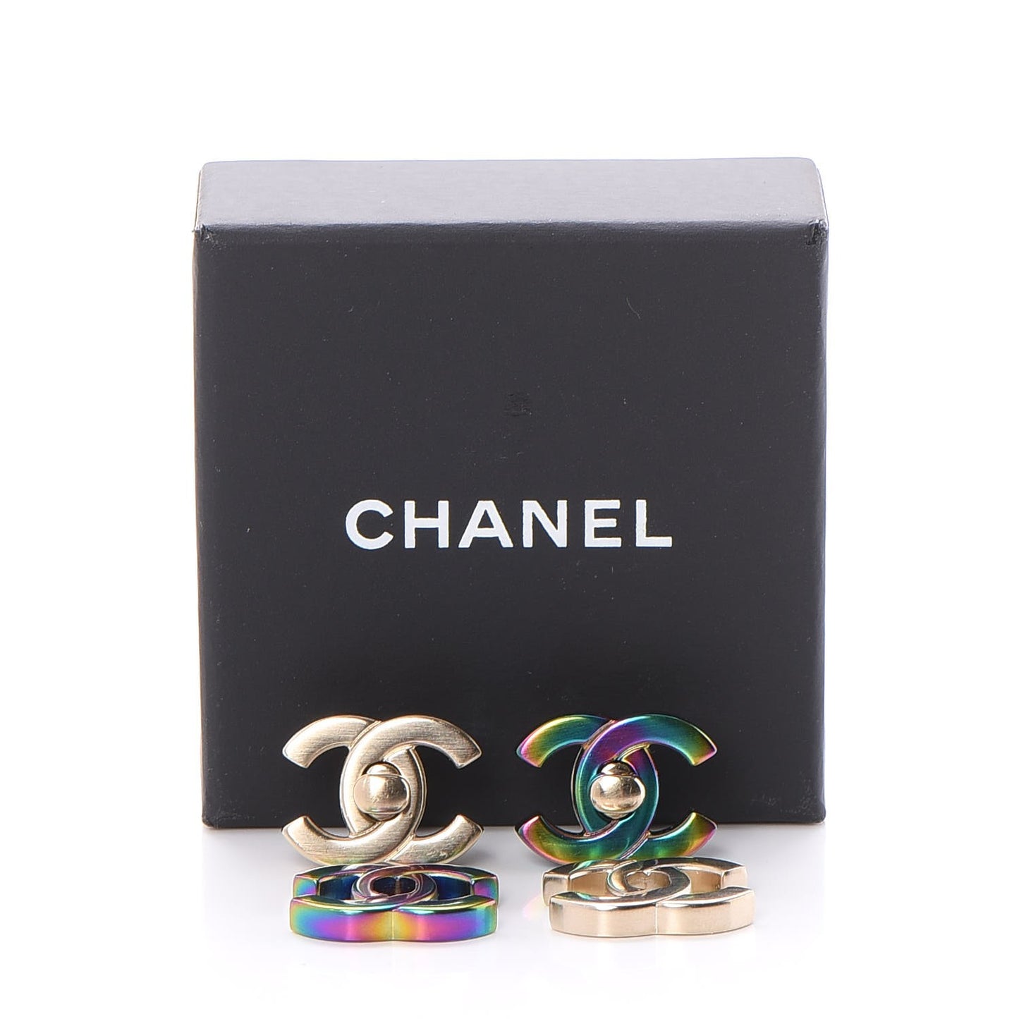 Metal CC Turnlock Interchangeable Earrings Gold