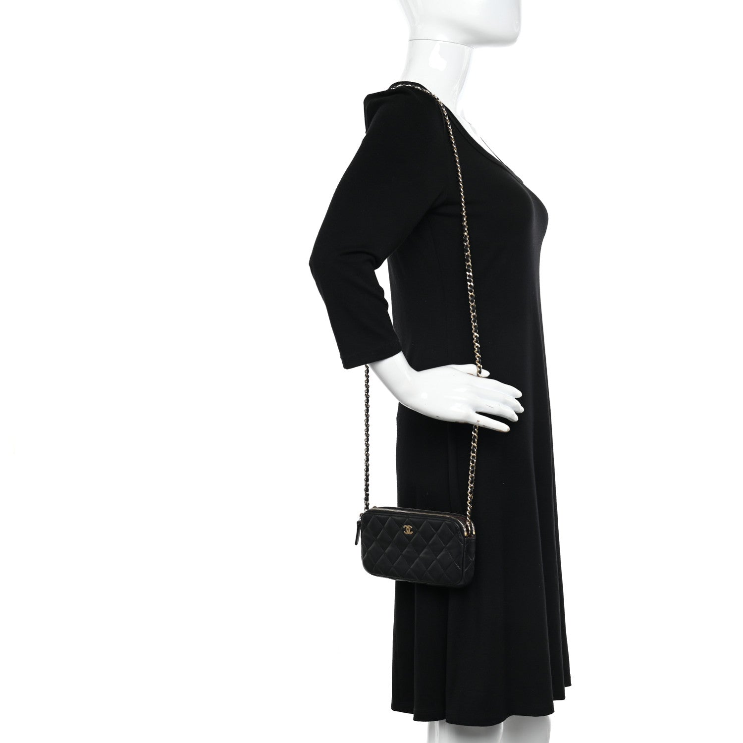 Chanel Lambskin Quilted Small Clutch With Chain Black 2 of 12