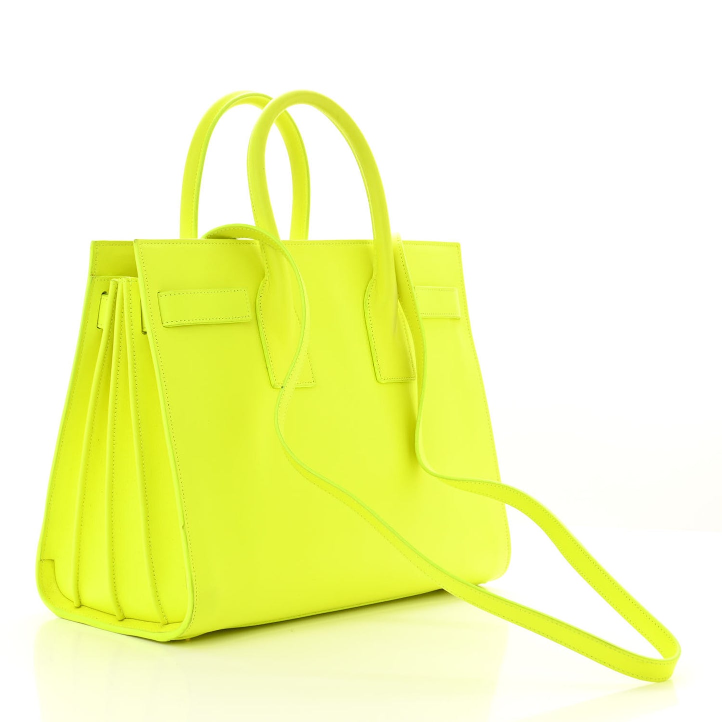 Calfskin Small Sac De Jour Bag Neon Yellow