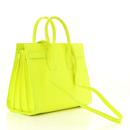 Saint Laurent Calfskin Small Sac De Jour Bag Neon Yellow 3 of 22