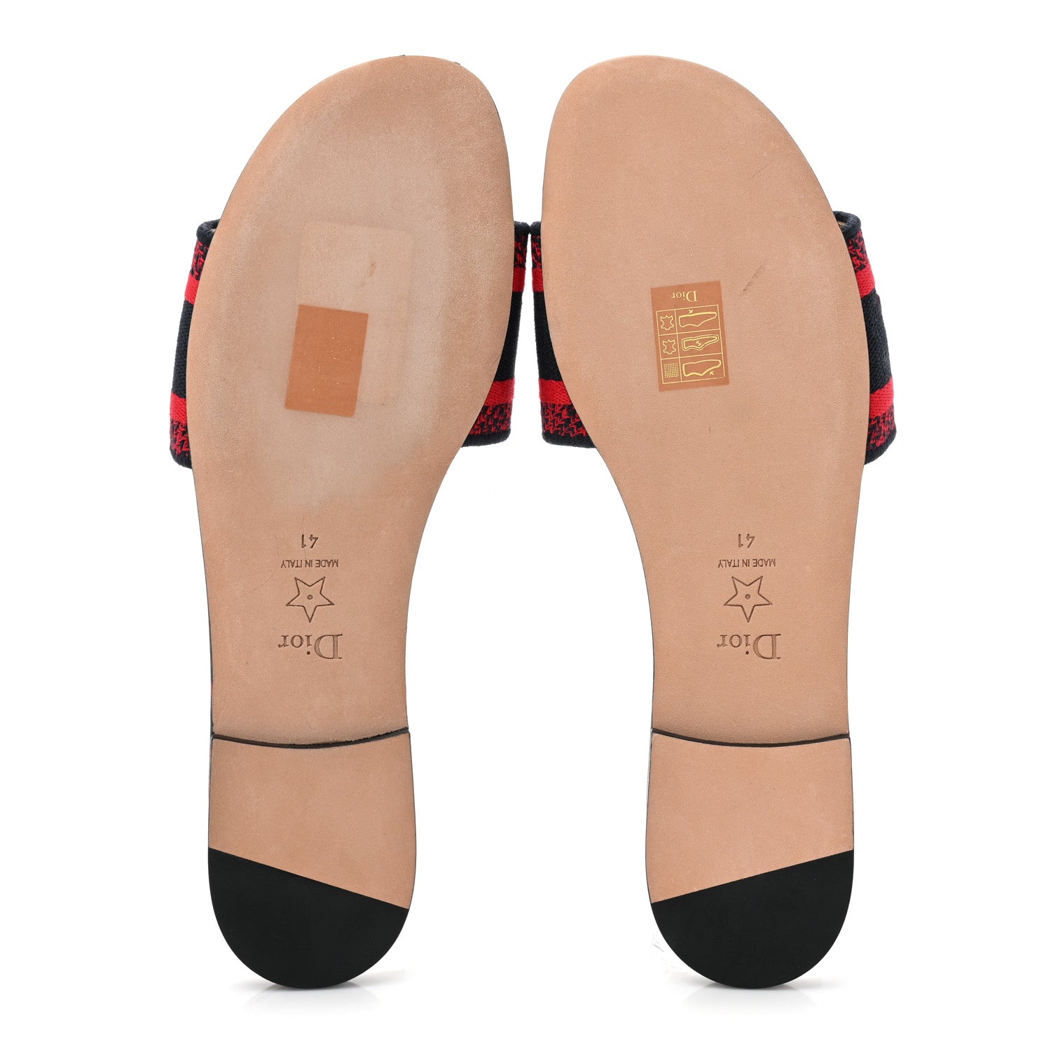 Christian Dior Canvas Pop Heart I Love Paris Embroidered Dway Flat Slide Sandals 41 Deep Blue Red 5 of 9