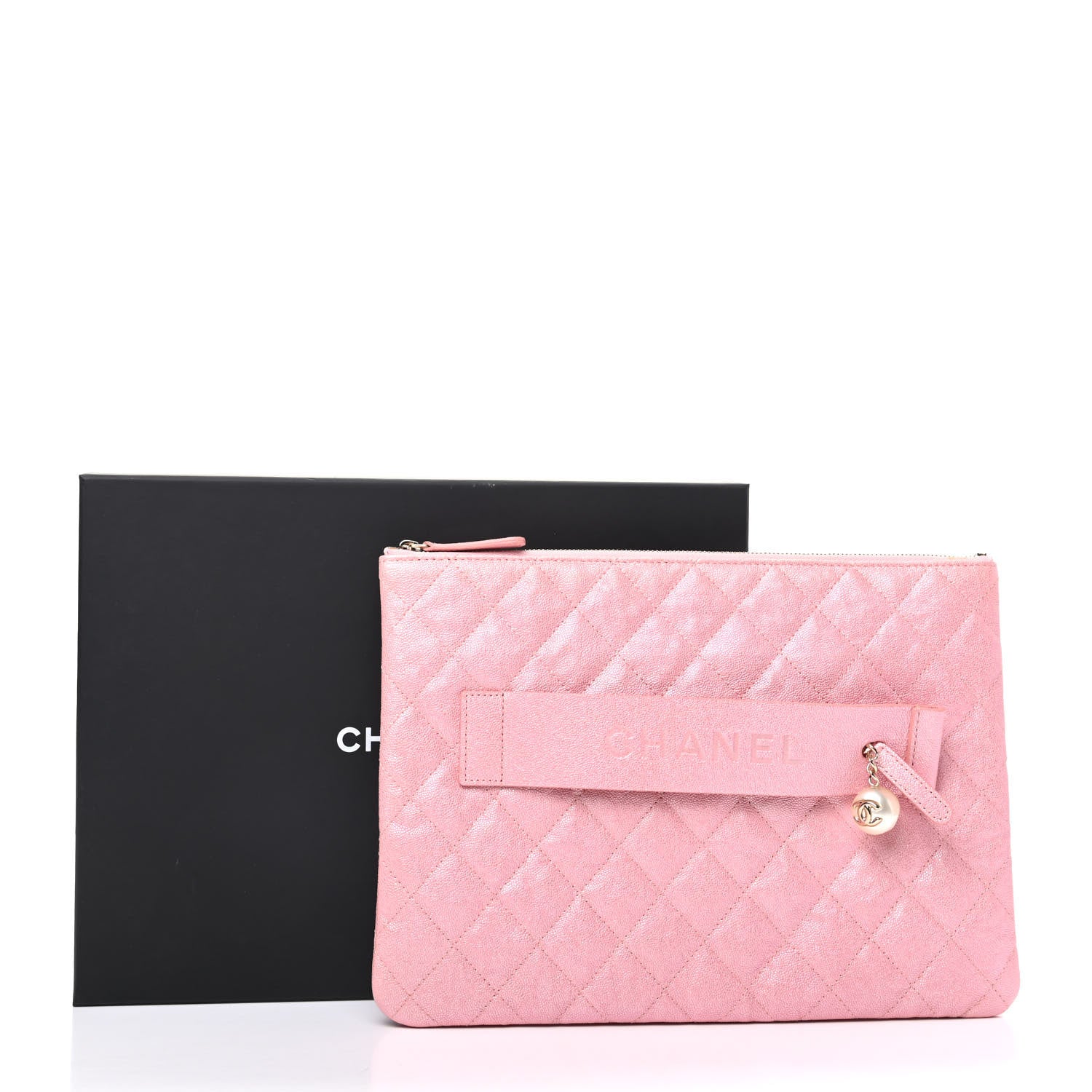 Chanel Iridescent Caviar Medium Night by the C Pouch Clutch Rose Pink 8 of 8