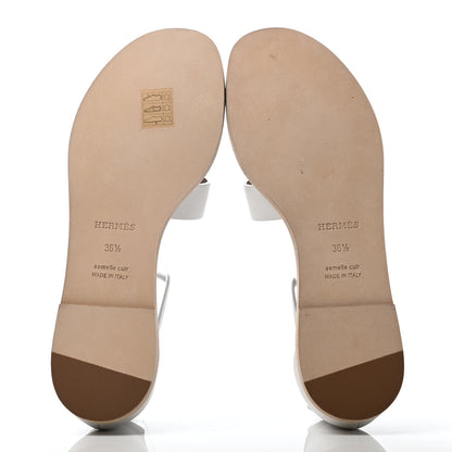Hermes Calfskin Santorini Sandals 36.5 White 4 of 6