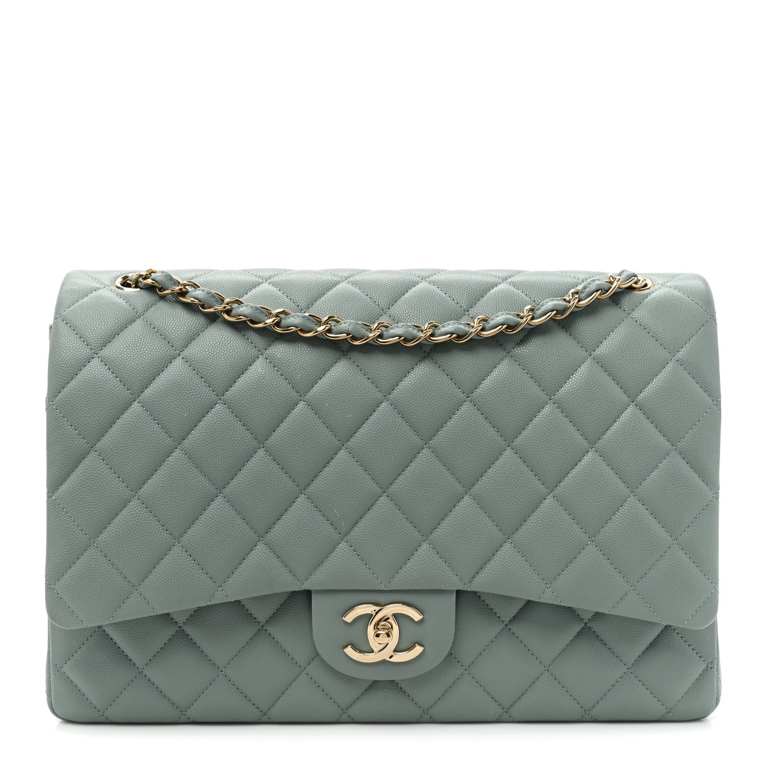 Chanel Caviar Quilted Maxi Double Flap Light Blue 1 of 15