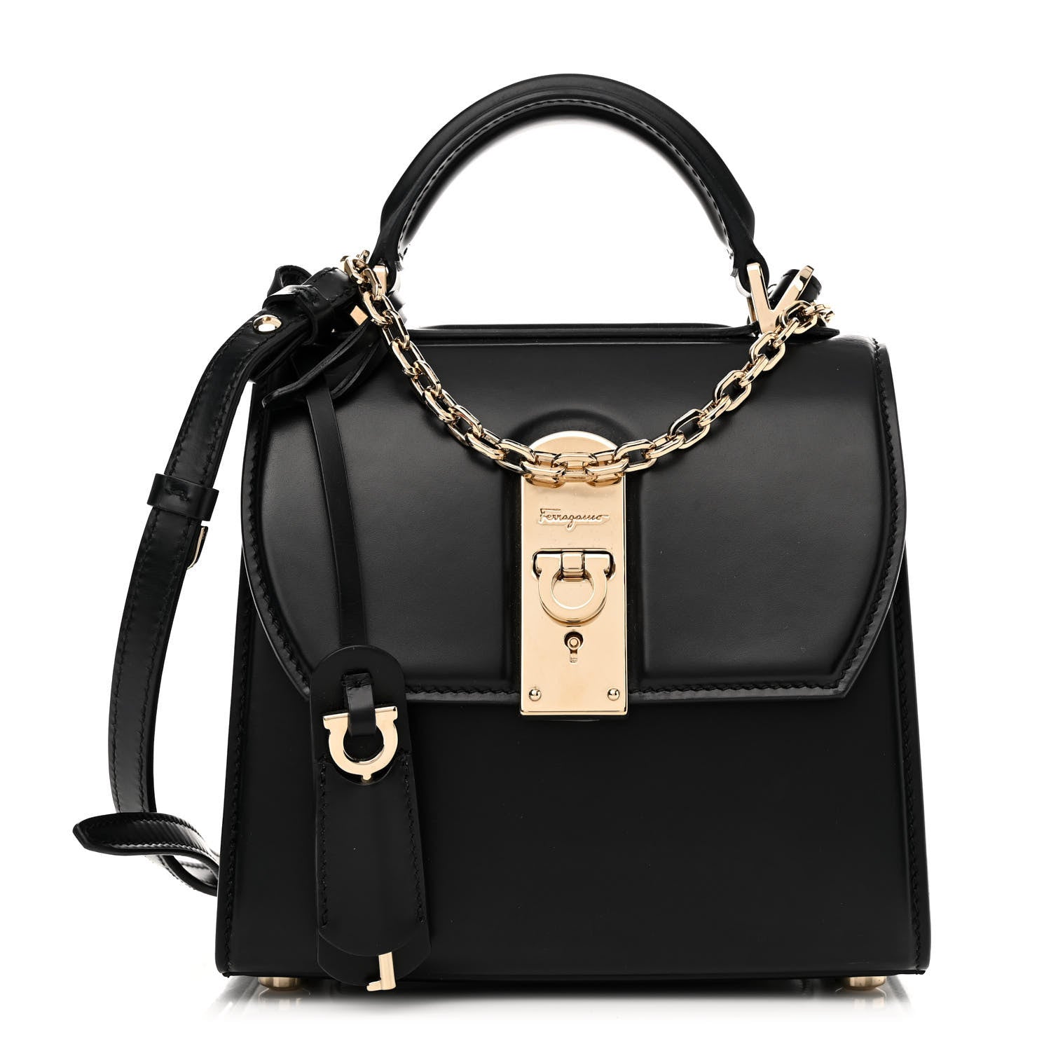 Salvatore Ferragamo Smooth Calfskin Small Boxyz Black 1 of 11