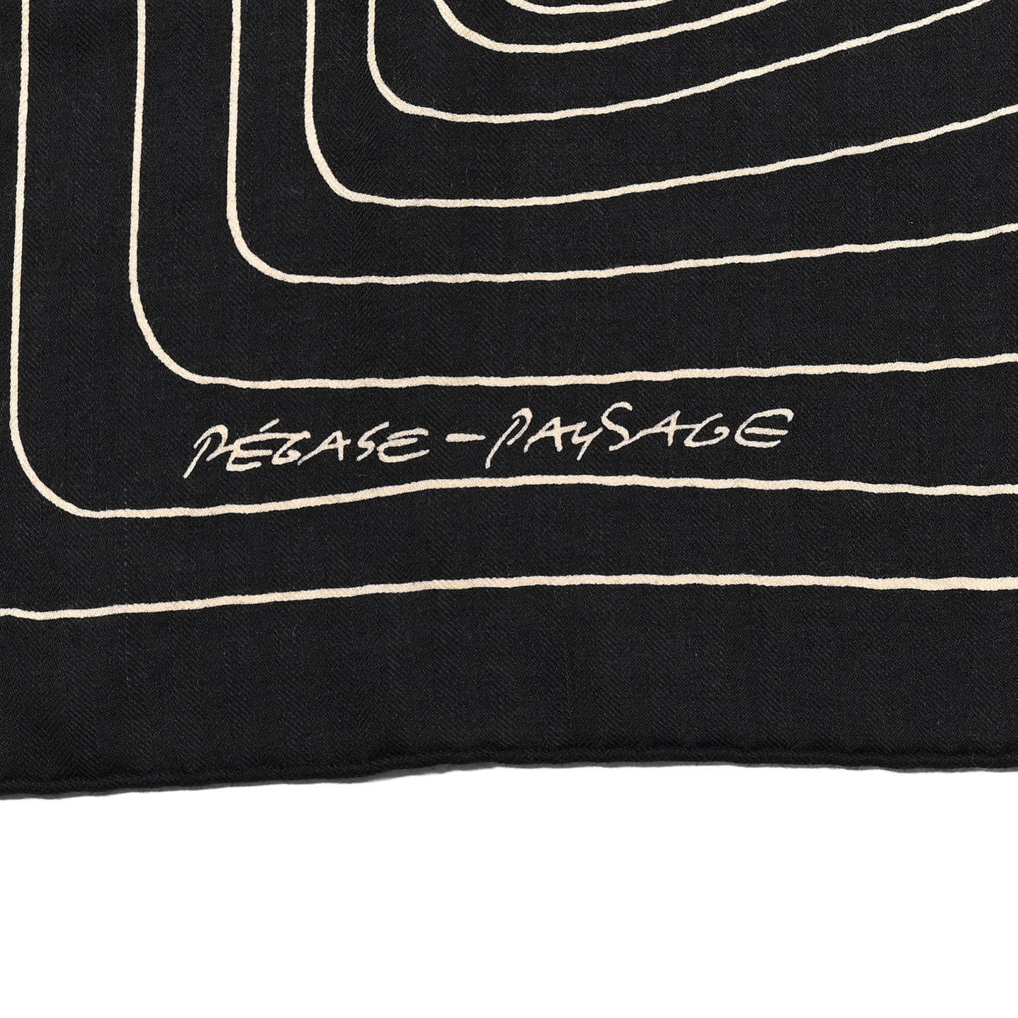 Cashmere Silk Pegase Paysage Shawl 140 Black Beige