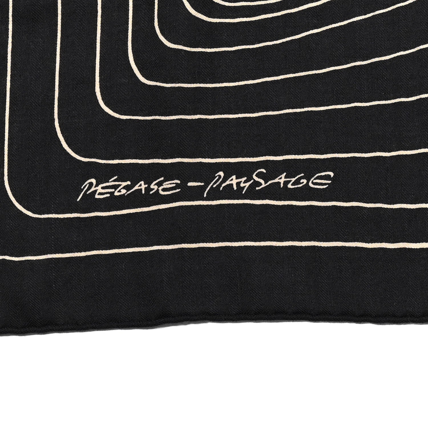 Hermes Cashmere Silk Pegase Paysage Shawl 140 Black Beige 3 of 5