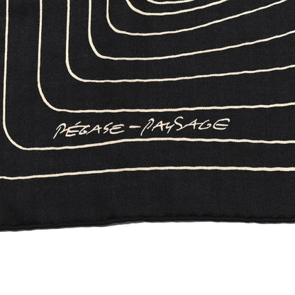 Hermes Cashmere Silk Pegase Paysage Shawl 140 Black Beige 3 of 5
