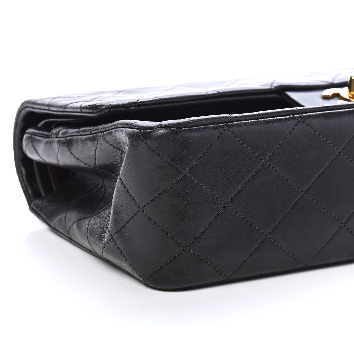Lambskin Quilted Medium Double Flap Black