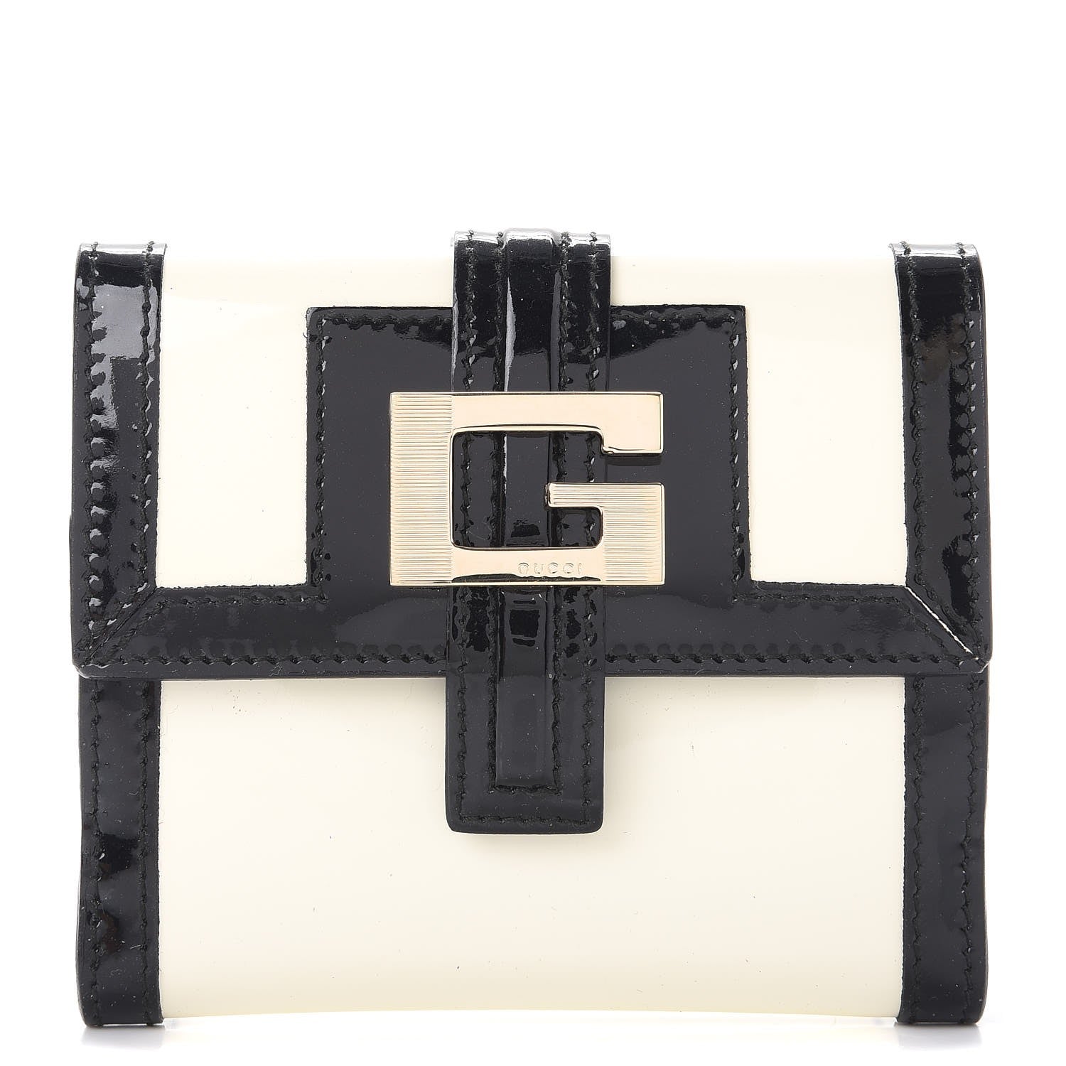 Gucci Patent G Compact Wallet White Black 1 of 11