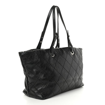 Chanel Glazed Calfskin Large On The Road Tote Black 3 of 10