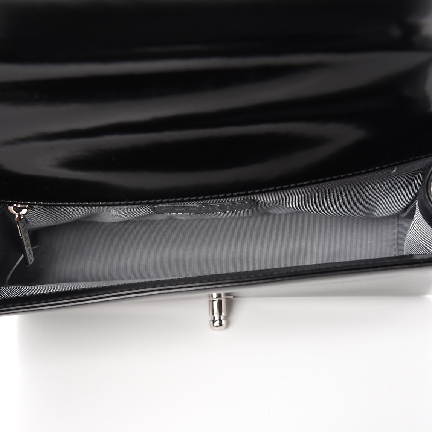 Glazed Calfskin Medium Boy Flap Black
