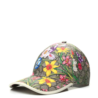 Gucci GG Supreme Flora Claudia Baseball Hat 56 S White 1 of 8