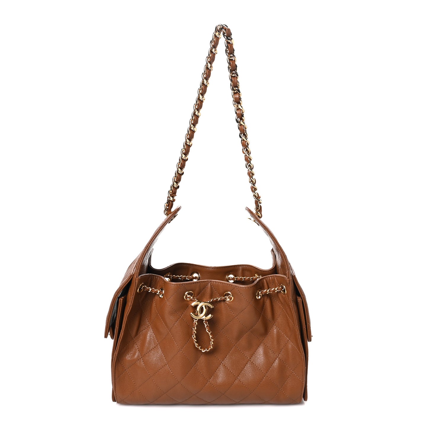 Goatskin Quilted Small Chanel 25 Handbag Camel