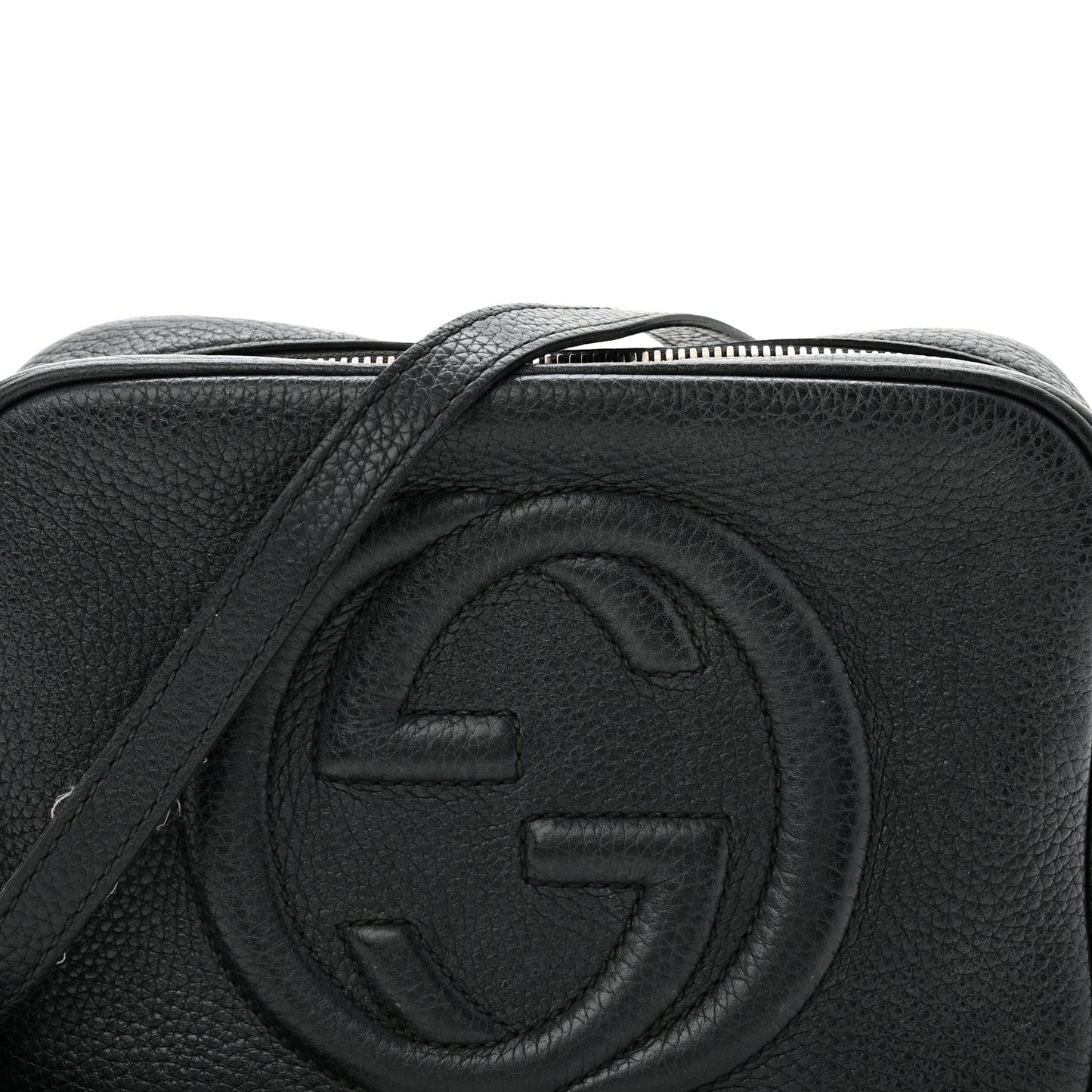 Pebbled Calfskin Small Soho Disco Bag Black