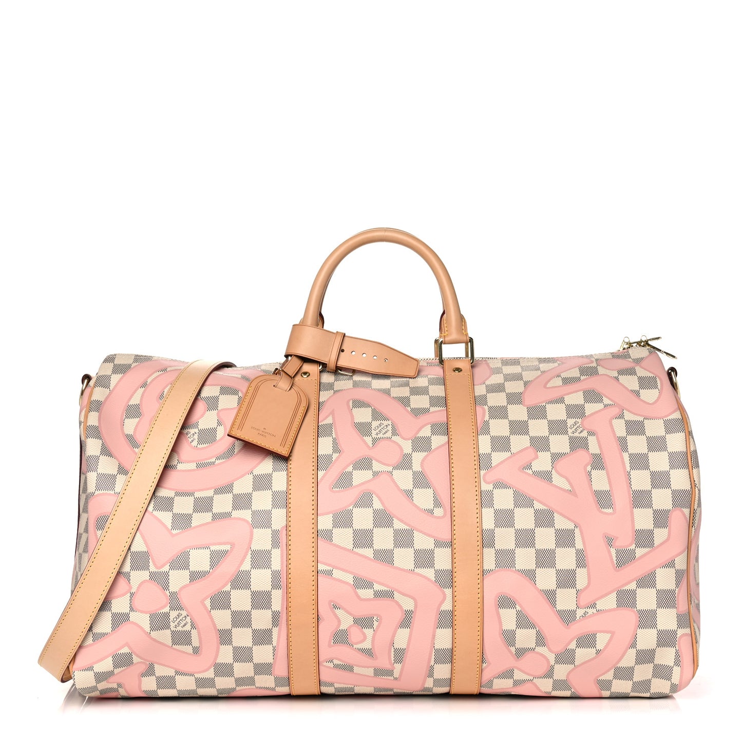 Damier Azur Tahitienne Keepall Bandouliere 50 Rose Ballerine