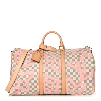 Louis Vuitton Damier Azur Tahitienne Keepall Bandouliere 50 Rose Ballerine 1 of 14