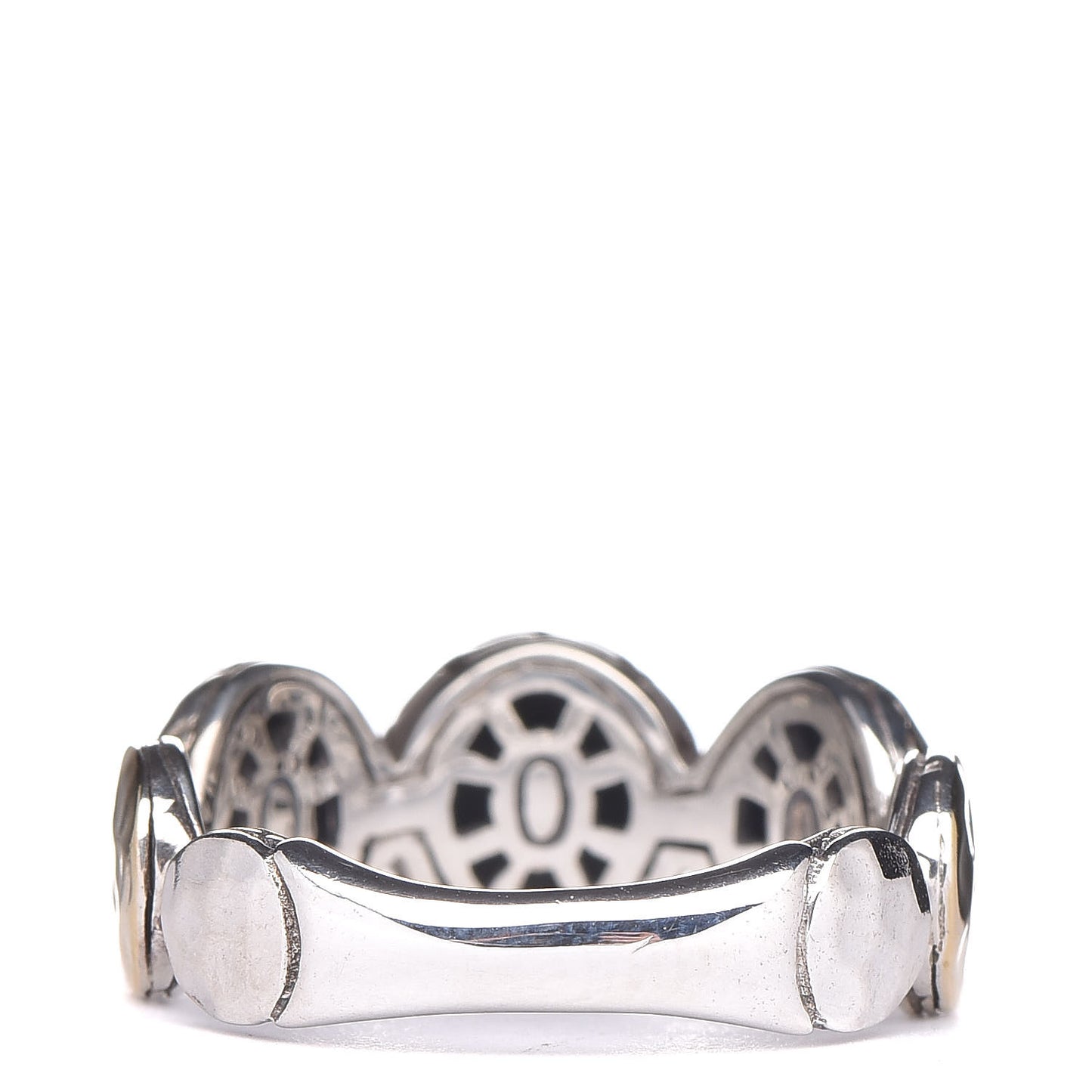 Sterling Silver 18K Yellow Gold Hammered Circle Ring 54 7