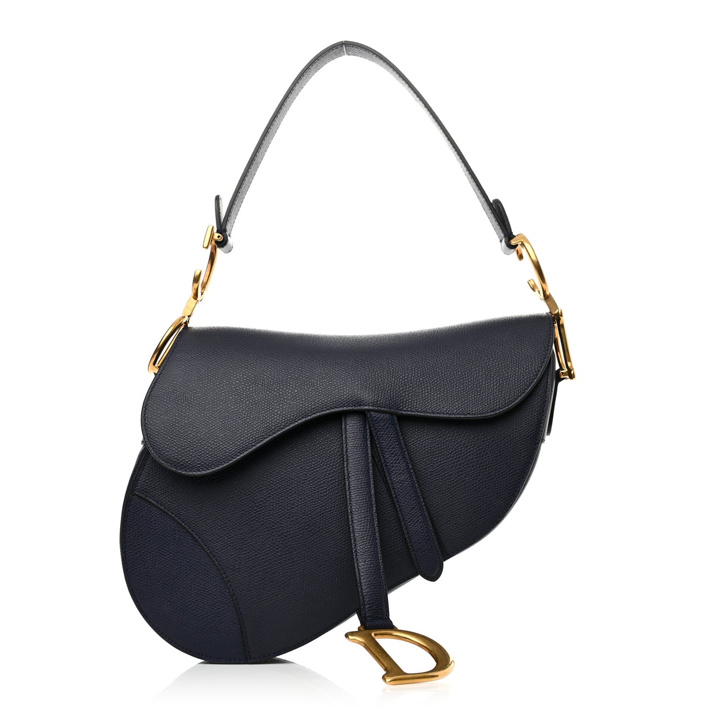 Grained Calfskin Saddle Bag Navy