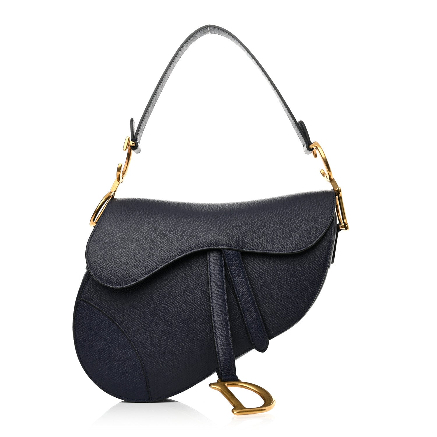 Christian Dior Grained Calfskin Saddle Bag Navy 1 of 10