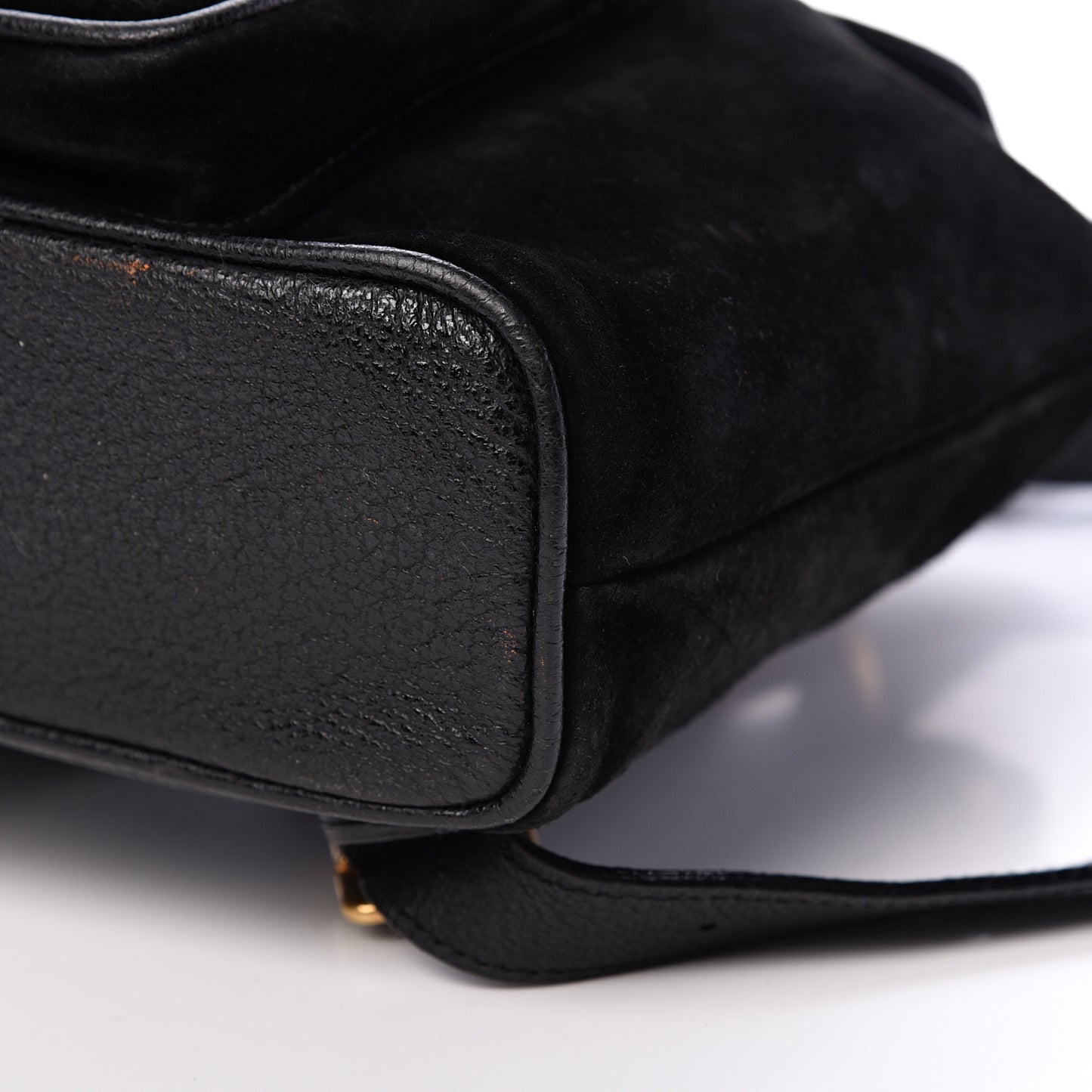 Calfskin Suede Bamboo Backpack Black