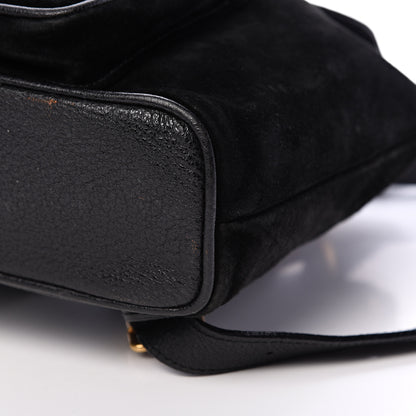 Gucci Calfskin Suede Bamboo Backpack Black 8 of 10
