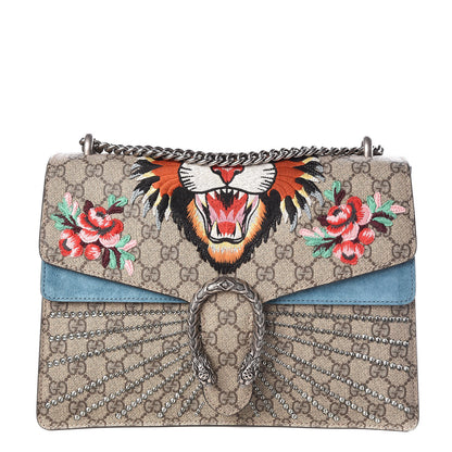Gucci GG Supreme Monogram Angry Cat Embroidered Medium Dionysus Shoulder Bag Beige Ultramarine 1 of 8