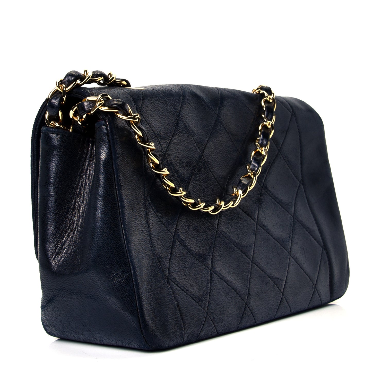 Lambskin Quilted Small Single Flap Black
