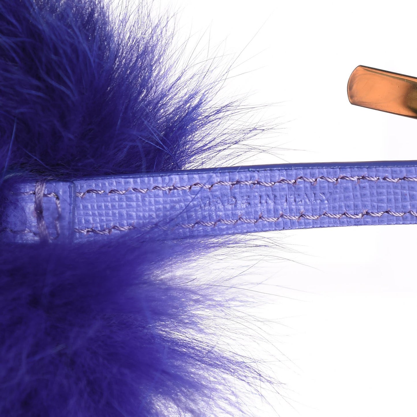 Fox Fur Vitello Elite Pom Pom Bag Charm Viola Cassis