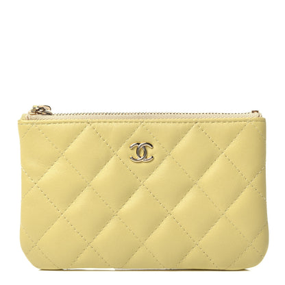Chanel Lambskin Quilted Small Cosmetic Case Yellow 1 of 7