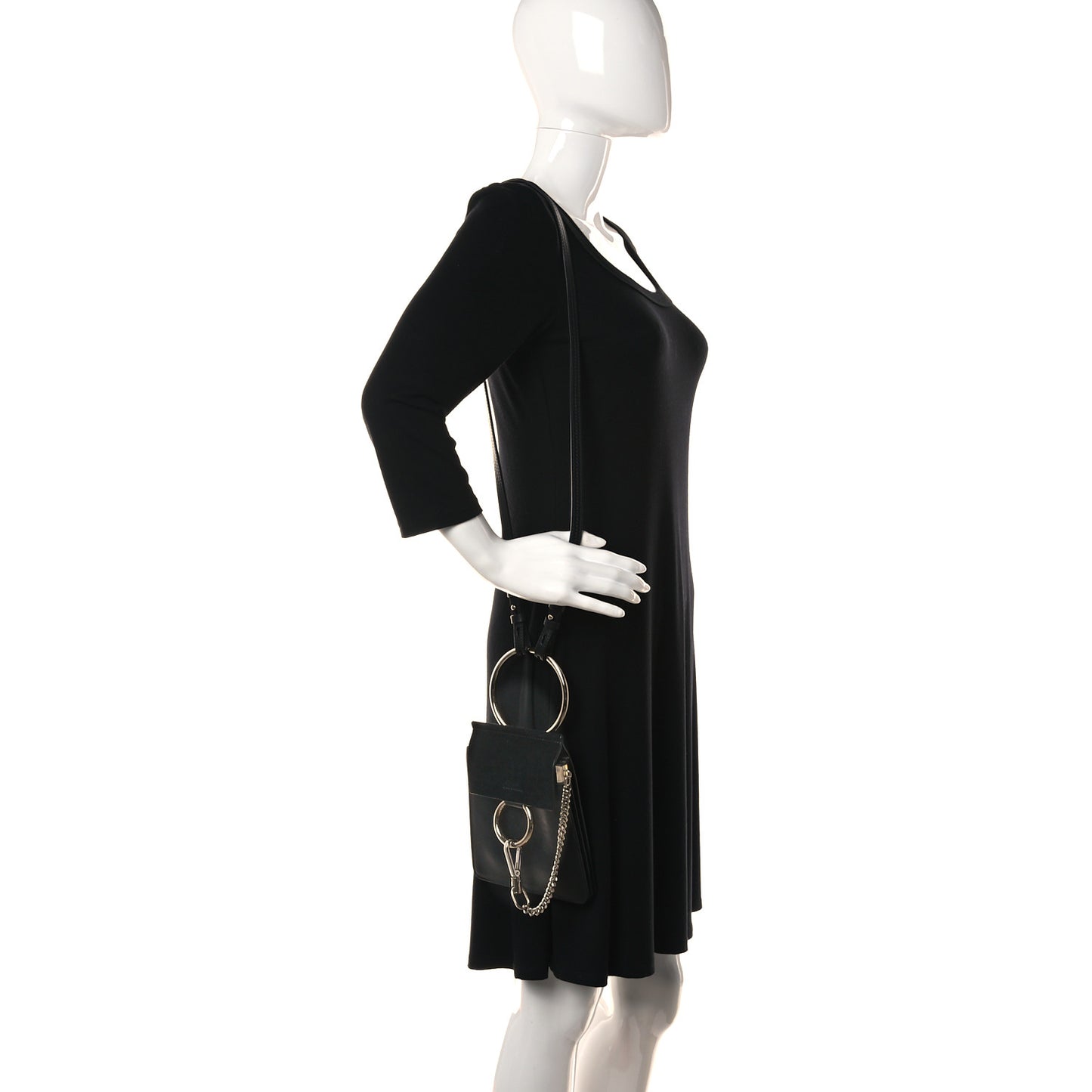 Suede Calfskin Mini Faye Bracelet Bag Black