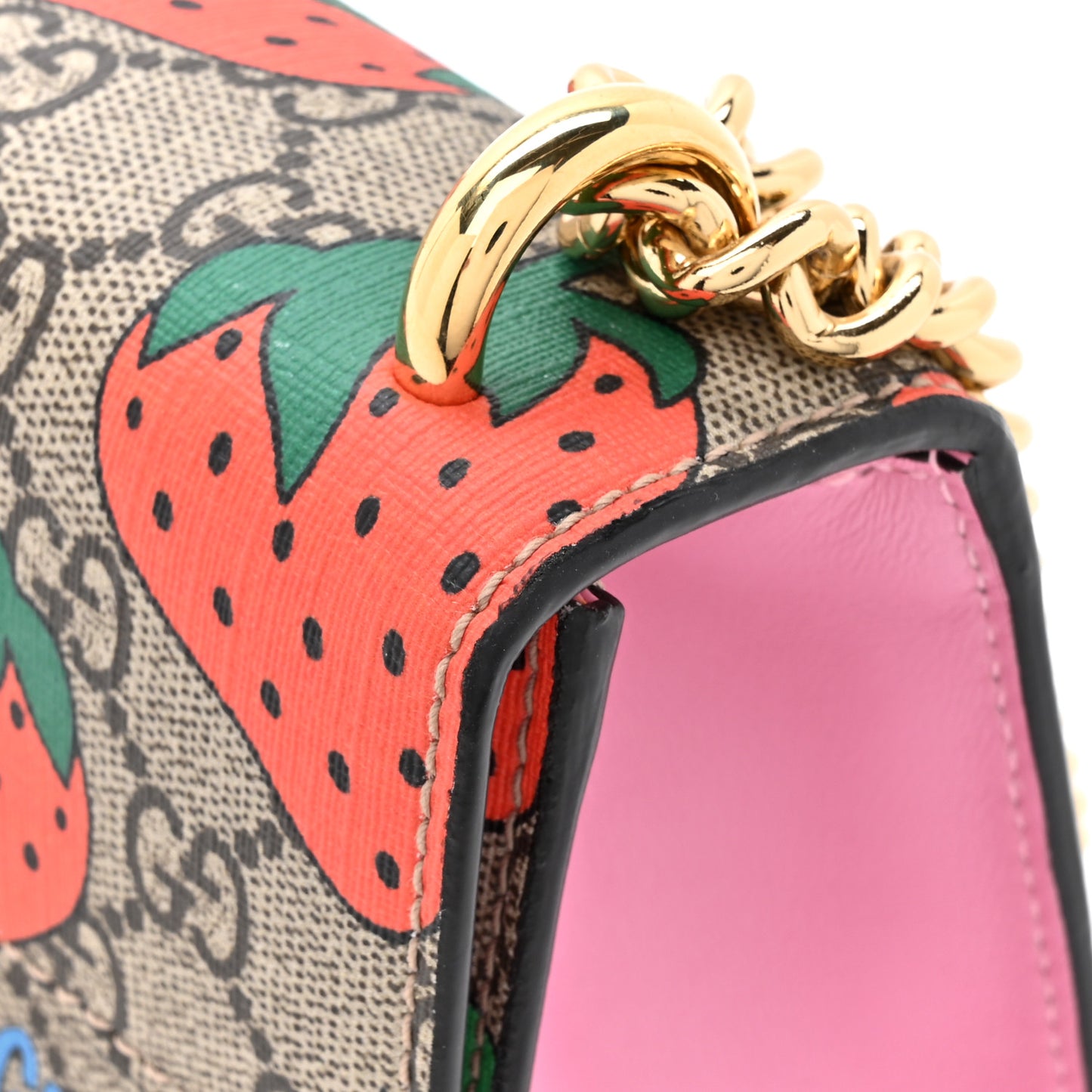 GG Supreme Monogram Strawberry Small Padlock Shoulder Bag