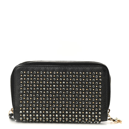 Chanel Bullskin Strass Studded Zip Around Phone Holder Black 1 of 8