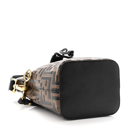 Fendi Vitello Liberty F is Fendi Bi-Color FF 1974 Embossed Mini Mon Tresor Bucket Bag Maya Black 4 of 11