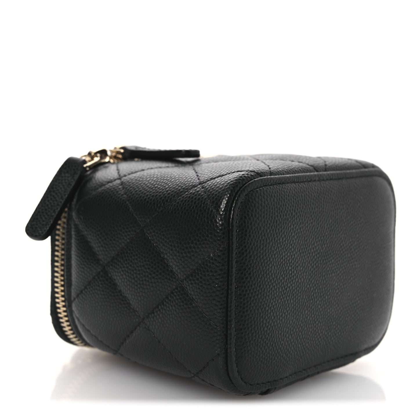 Caviar Quilted Mini Vanity Case With Chain Black