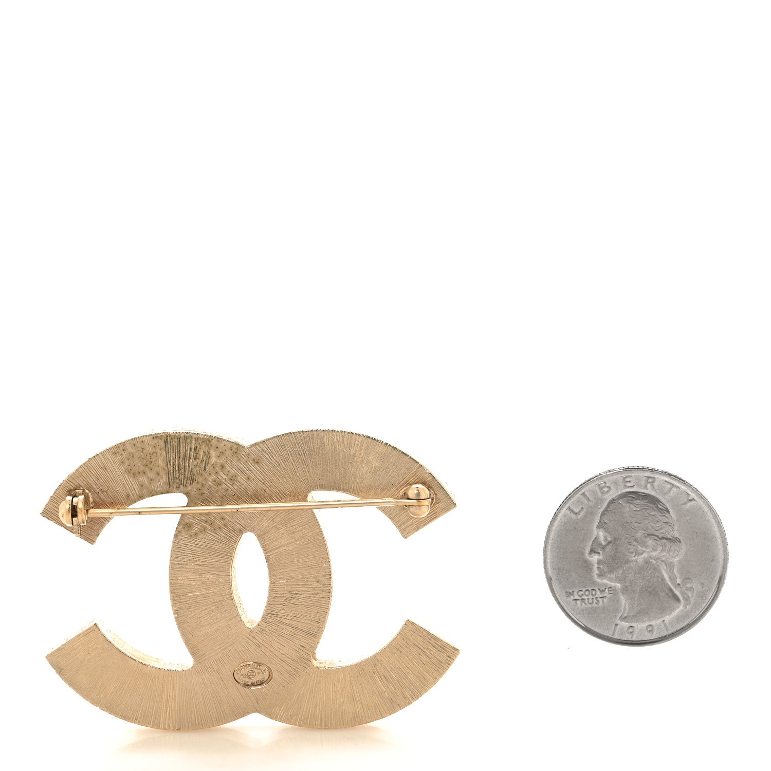 Chanel Pearl Enamel CC Brooch Black Gold 2 of 3