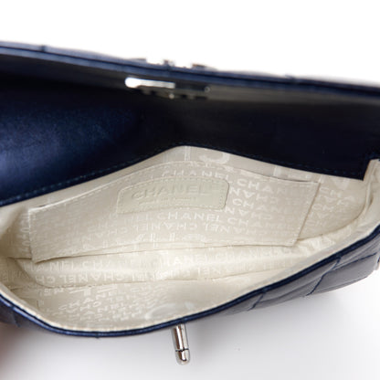 Chanel Lambskin Chocolate Bar Quilted 3 Chain Flap Navy Blue 5 of 12