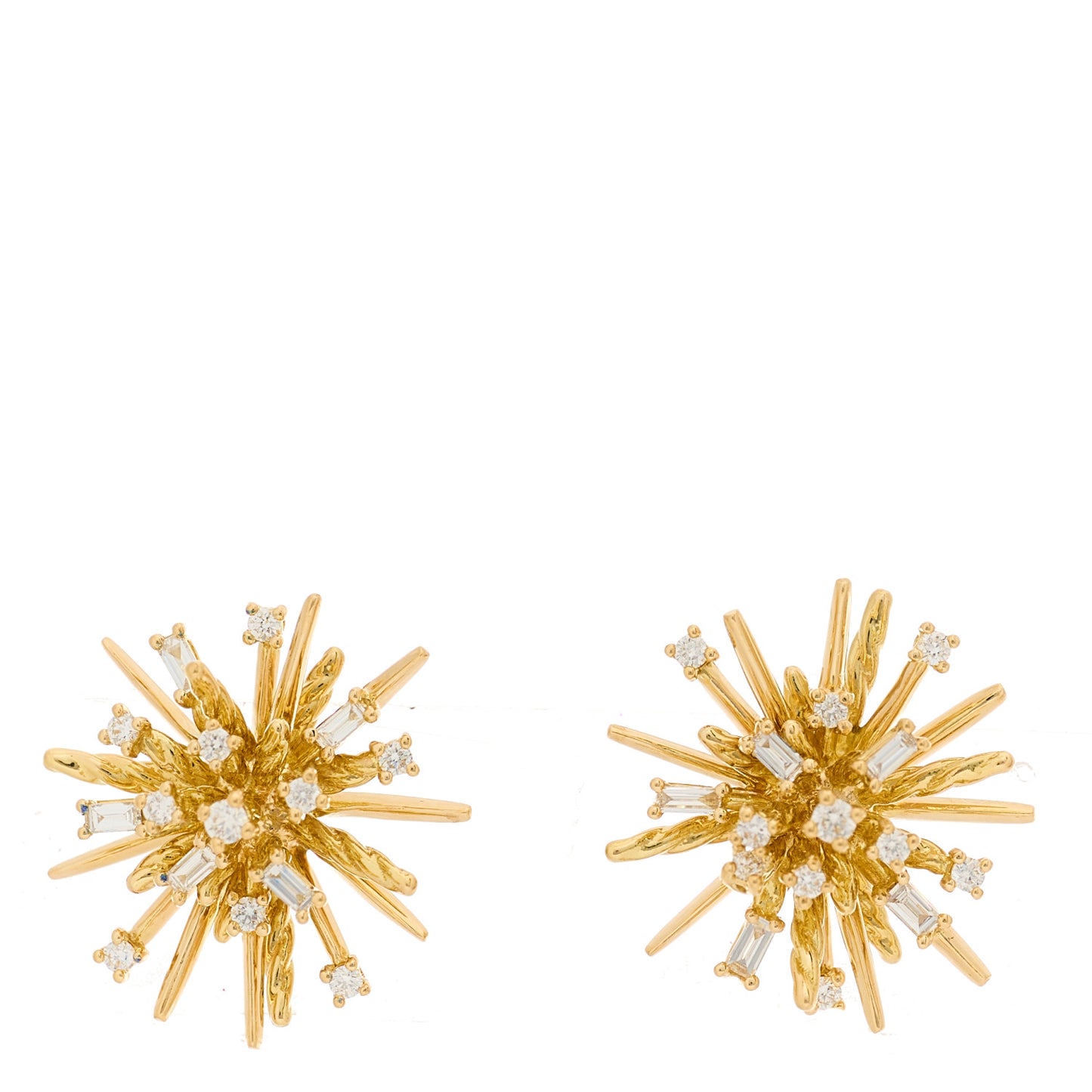 18K Yellow Gold Diamond Supernova Stud Earrings