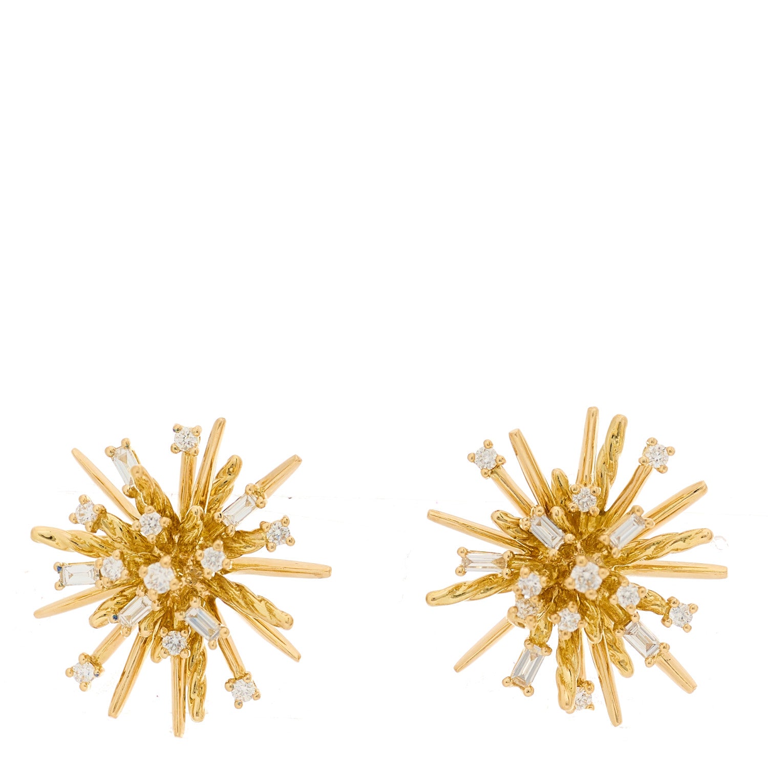 David Yurman 18K Yellow Gold Diamond Supernova Stud Earrings 1 of 4