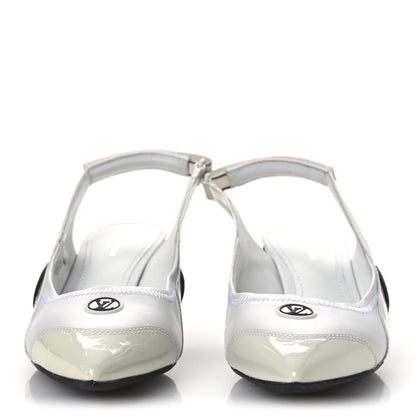 Louis Vuitton Lambskin Patent Calfskin Archlight Slingback Pumps 39 White Black 3 of 13
