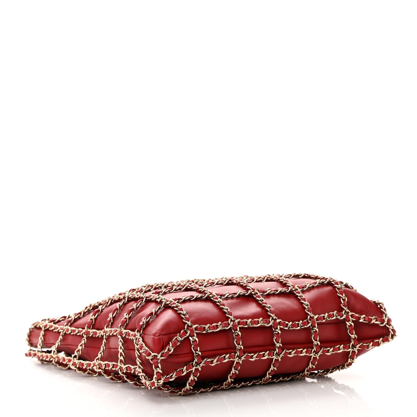 Lambskin Large Shopping Chain Tote Red